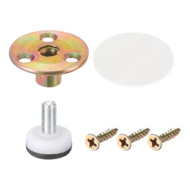 Imagem de DTGN Pés niveladores de móveis roscados 30 x 13 mm (CxL) - Pacote com 4 - Bom para móveis - Niveladores de pés ajustáveis rosqueados autoadesivos - Cobre