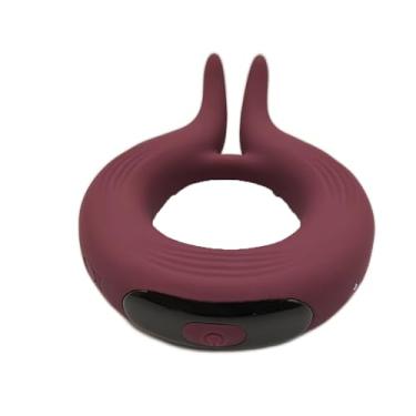 Imagem de Anel de pau vibratório brinquedos sexuais para homens casal, anel de silicone flexível vibrador com 10 configurações poderosas para estimulação do clitóris e testículos, brinquedos (Vermelho)