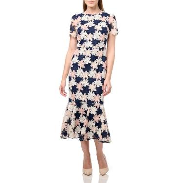 Imagem de Shoshanna Vestido Thompson de renda azaleia feminino, Azul marinho/marfim/blush, 44