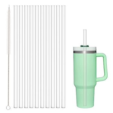 Imagem de 10 Pcs Replacement Straws Compatible with Stanley 40/30 oz Cup Tumbler, Reusable Plastic Straws with Cleaning Brush, Compatible with Stanley Adventure Travel Tumbler（12inch Long）