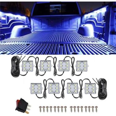 Imagem de NBWDY Kit de luz LED para cama de caminhão de 8 peças, kit de iluminação de caixa de trabalho traseira, luz de caminhonete de carga, luz de marcador lateral, luz de rocha para carro RV com