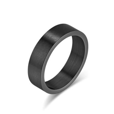 Imagem de INRENG Anel masculino feminino de aço inoxidável de 19 mm/10 mm de largura grande legal liso acabamento fosco topo plano prata, ouro, preto, Metal, Sem pedra preciosa