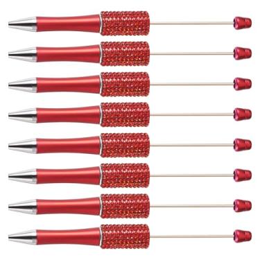 Imagem de KISSITTY Canetas esferográficas vermelhas, tinta preta, diamante, pedras, strass para fazer canetas, estudantes, professores, casamento, formatura, festa, presente, material de escritório