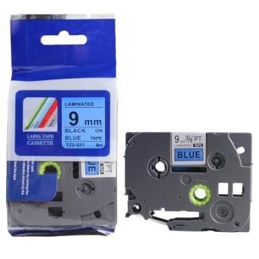 Imagem de Fita Refil Compatível TZ-521 TZe-521 Azul 9mm para Rotulador Brother PT-H105 PT-H110 PT-D200 PT-D210 PT-D400 PT-D410 PT-D600 PT-D610BT PT-P300BT P-Touch Cube