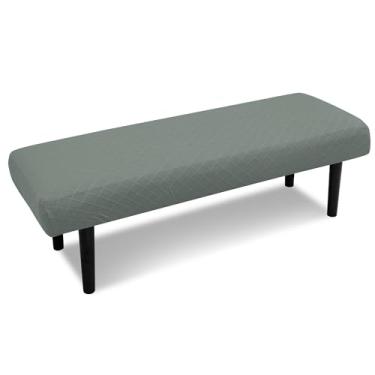 Imagem de DREAHOTEXTIL Capa de banco de jantar, capa elástica de jacquard, protetor de assento estofado lavável, capas de banco retangulares para sala de jantar, quarto, sala de estar, cozinha (verde ervilha)