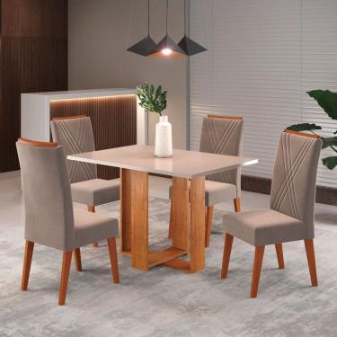 Imagem de Mesa de Jantar 4 Lugares Nivus Marrom/Blonde/Perola - Viero Móveis