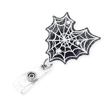 Imagem de Crachá de Halloween retrátil teia de aranha acessórios personalizados crachá de enfermeira suporte de crachá de identificação presente de feriado enfermeira assistente social estudante professor escritório crachá clipe (acrílico)