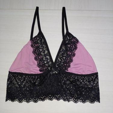 Imagem de Sutiã Top Sem Bojo SEM Aro Feminino Clamar em Microfibra e Renda - 330