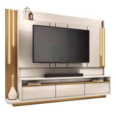 Imagem de Estante Home Theater Montane para TV até 75 - pr Móveis Off White/Cinamomo