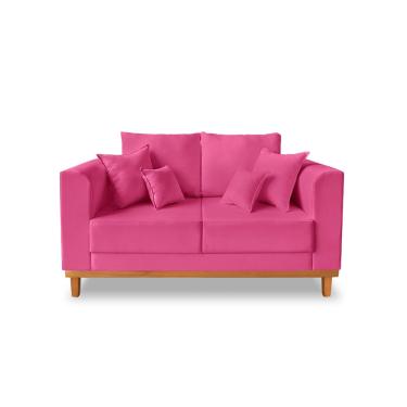 Imagem de Sofá Namoradeira Viena 02 Lugares Com Almofadas Decorativa Suede Pink - Madeira Prima Deccor