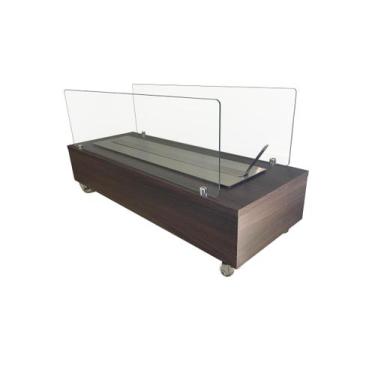 Imagem de Lareira Ecológica OL 800 80 cm Inox Completa Etanol Aquecedor Vidros  