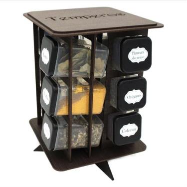 Imagem de Porta Temperos Giratório MDF Pintado para Mesa e Parede com 12 Potes p