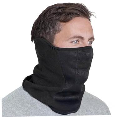 Imagem de Cachecol facial de poliéster elástico máscara de esqui meia face respirável capa de pescoço com orelha trough unissex capa preta para clima frio, balaclava de esqui, tamanho médio, Preto, M