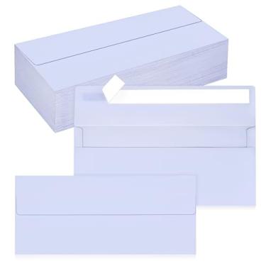 Imagem de Pacote com 100 envelopes empresariais nº 10, envelopes de lavanda padrão autoselados para correspondência comercial e jurídica segura, escritório, cheques, cartas, faturas, 10 x 23 cm