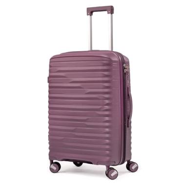 Imagem de Mala De Viajem 23Kg Média Polipropileno 8 Rodas Giro 360º Resistente Cadeado Integrado Zíper Antifurto Para Despachar Tamanho M Rígida Leve (ROXO, médio)