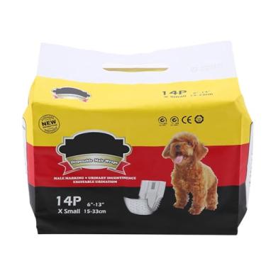 Imagem de Fraldas para Cães Machos - Calças de Higiene para Animais de Estimação Com Design à Prova de Vazamentos - Versão Colorida e Indicadora de Urina para Fácil Monitoramento - Fraldas