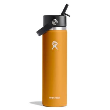 Imagem de Hydro Flask Garrafa com tampa de canudo flexível de 680 g - aço inoxidável isolado - tampa larga de palha, não derrama, à prova de vazamento em fóssil