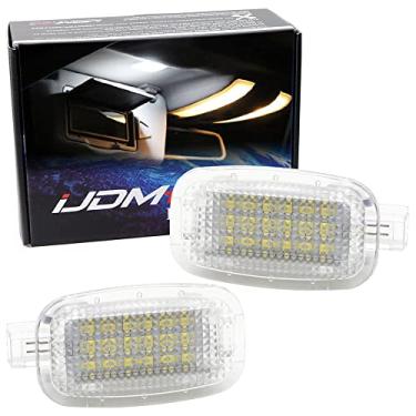 Imagem de iJDMTOY (2) Lâmpada de cortesia de porta lateral de LED completa compatível com Mercedes-Benz C E S R G ML CL SL GL GLK Class, Substituição OEM como apoio para os pés, Espelho de vaidade, Tronco ou Luva Luminária por 18-SMD Branco