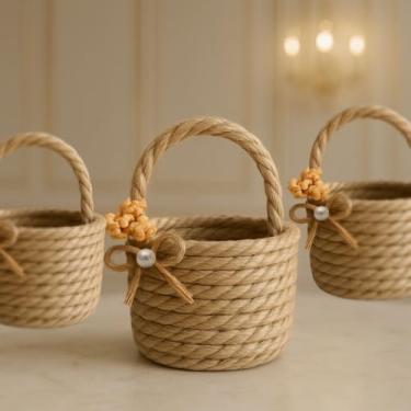 Imagem de Cestinhas de Sisal para Lembrancinhas e Decoração, Mini, 10 Peças