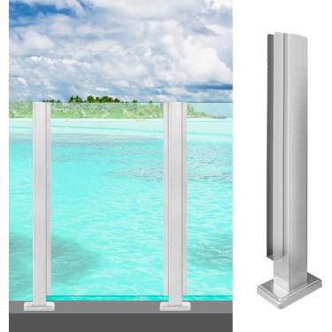 Imagem de Painel De Vidro Feing Sistema De Postes De Corrimão Varanda Exterior Pátio Piscina Braçadeira De Poste De Corrimão De Vidro, Painéis De Balaustrada De Aço, End Post, 95cm/37.4 in