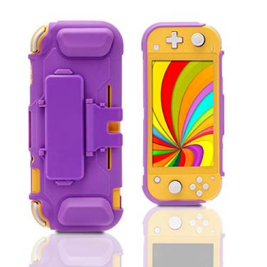 Imagem de ECHZOVE Capa roxa para Switch Lite, capa protetora para Nintendo Switch Lite com armazenamento de jogos e suporte - roxa