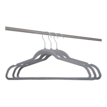 Imagem de Kit 3 Cabides Veludo Antideslizante Adulto Guarda Roupa (Cinza)