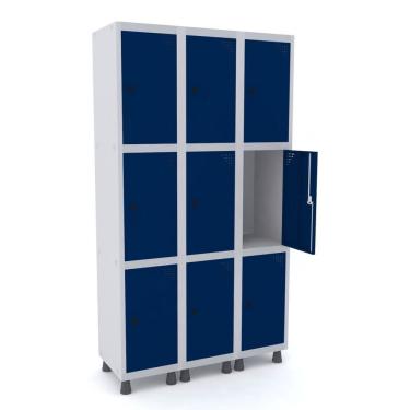 Imagem de Guarda Volume Roupeiro 9 Portas Aço Grp 503/9 Pandin Móveis Cinza/Azul Del Rey
