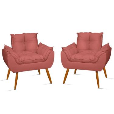 Imagem de Kit 2 Cadeiras Poltronas Reforçadas Confortáveis Sala Jl Cor:rosa