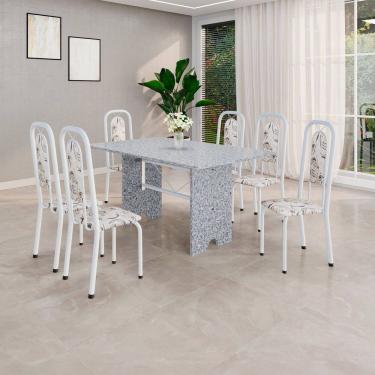 Imagem de Conjunto Sala de Jantar com 6 Cadeiras Lara Arabesco / Branco