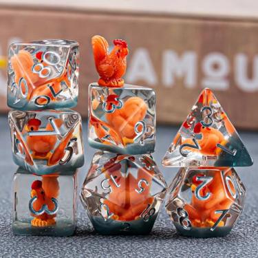 Imagem de DND Resin Chick Dice Set Dungeons and Dragons Dice Set, Resin D&D Dice Set Red Polyhedral Dice for Dungeons and Dragons Role Playing Games D&D Dice Set D20 D12 D10 D8 D6 D4