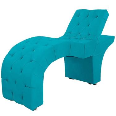 Imagem de Maca Estofada Capitone Reclinável Julia Para Estetica Facial Sombrancelha E Cílios Suede Cor Azul Claro