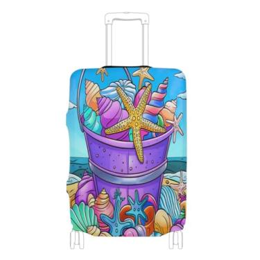 Imagem de Joisal Capa com lábios e bandeira americana para bagagem e viagem, protetor de mala de 45 a 81 cm, Conchas coloridas, S 18-20 in