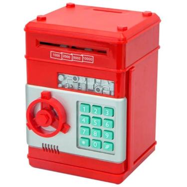 Imagem de Mini Cofre Eletrônico Digital Senha 4 Dígitos Notas E Moedas (vermelho)