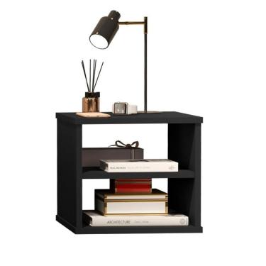 Imagem de Mesa De Cabeceira Nicho Mesinha Decoração Quarto Sala Preto