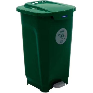 Imagem de Lixeira Para Coleta Seletiva Com Pedal Tramontina T-force Verde