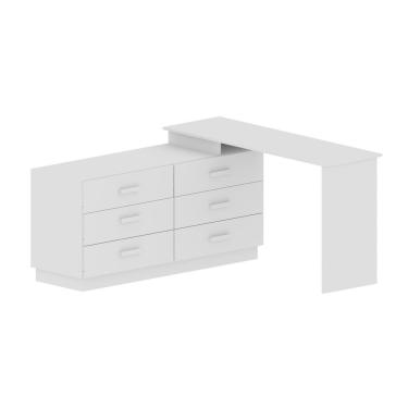 Imagem de Cômoda Com Escrivaninha Em L Com 6 Gavetas Leonie Yescasa Branco