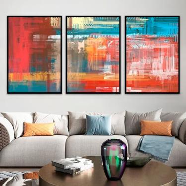 Imagem de Kit Com 3 Quadros Decorativos 60x40 Cm Abstrato Marmorizado