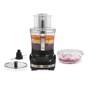 Imagem de Hamilton Beach Processador de alimentos Big Mouth Duo Plus 12 xícaras e helicóptero de vegetais com mini tigela adicional de 4 Cp, preto (70580)