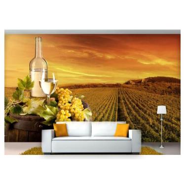 Imagem de Papel De Parede Barril Vinho Uva Parreira 3D Al150 - Você Decora