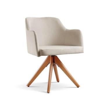 Imagem de Poltronas Decorativa Giratória Eros Tecido Linho - Gustavo Decor