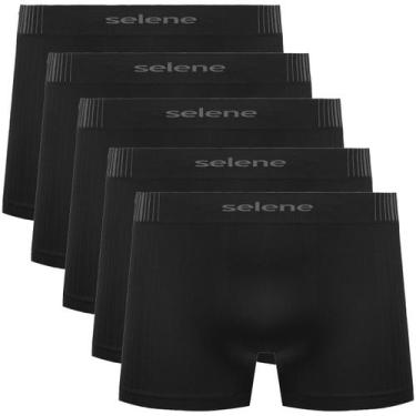 Imagem de Kit 5 Cueca Infantil Selene Sem Costura Menino Confortável, Preto, GG