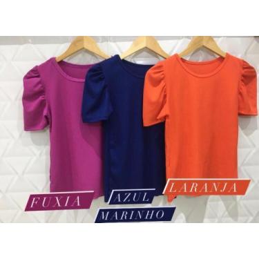 Imagem de Blusa feminina canelada manga curta bufante - propria