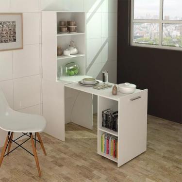 Imagem de Bancada Estante Articulável Retrátil Multiuso Cozinha 54x168,5cm Branc