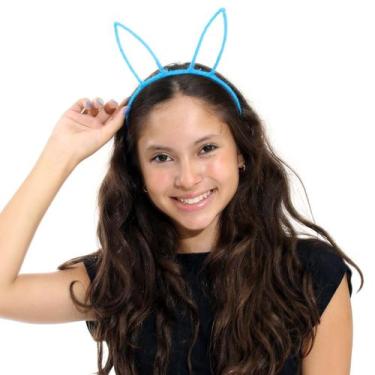 Imagem de Tiara Coelhinha Acessório de Páscoa Infantil Azul ou Vermelha - Abraka