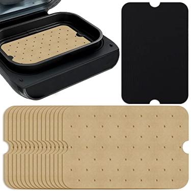 Imagem de WMKGG Papel pergaminho para fritadeira de ar não branqueada, 200 peças forros de fritadeira quadrada perfurada para Ninja Foodi XL Smart FG551 6 em 1 Grill para interior