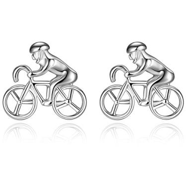 Imagem de Abotoaduras HONEY BEAR para ciclista de bicicleta masculino de corrida, presente esportivo, prata