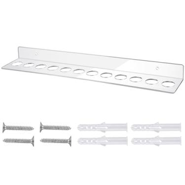 Imagem de Briwooody Suporte de tesoura de acrílico montado na parede com 12 compartimentos, suporte de tesoura, 40 cm de largura, 0,3 cm de espessura, organizador de cisalhamento com parafusos para pendurar