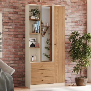 Imagem de Armário Multiuso Doha 1 Porta 3 Gavetas com Nichos decorativos