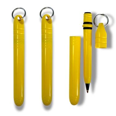 Imagem de Pacote com 3 canetas de bolso feitas nos EUA com chaveiro Dokk, anexadas à mochila, chaves, cordão compacto, acessível, leve, mini caneta de tinta preta EDC - impermeável, flutua - carrega pequena