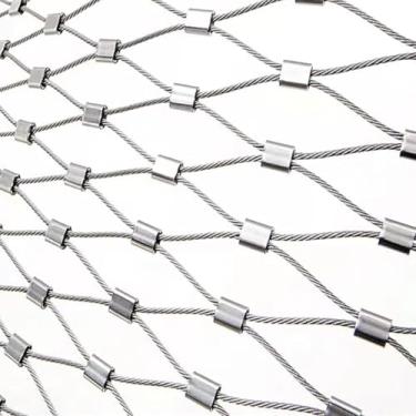 Imagem de Rede De Corda De Aço Inoxidável Rede De Corda De Aço Inoxidável, Malha De Balaustrada De Cabo Flexível Para Barreira De Aves, Fácil De Cortar Malha De Metal Multifunci, Silver-8cm, 1x5m